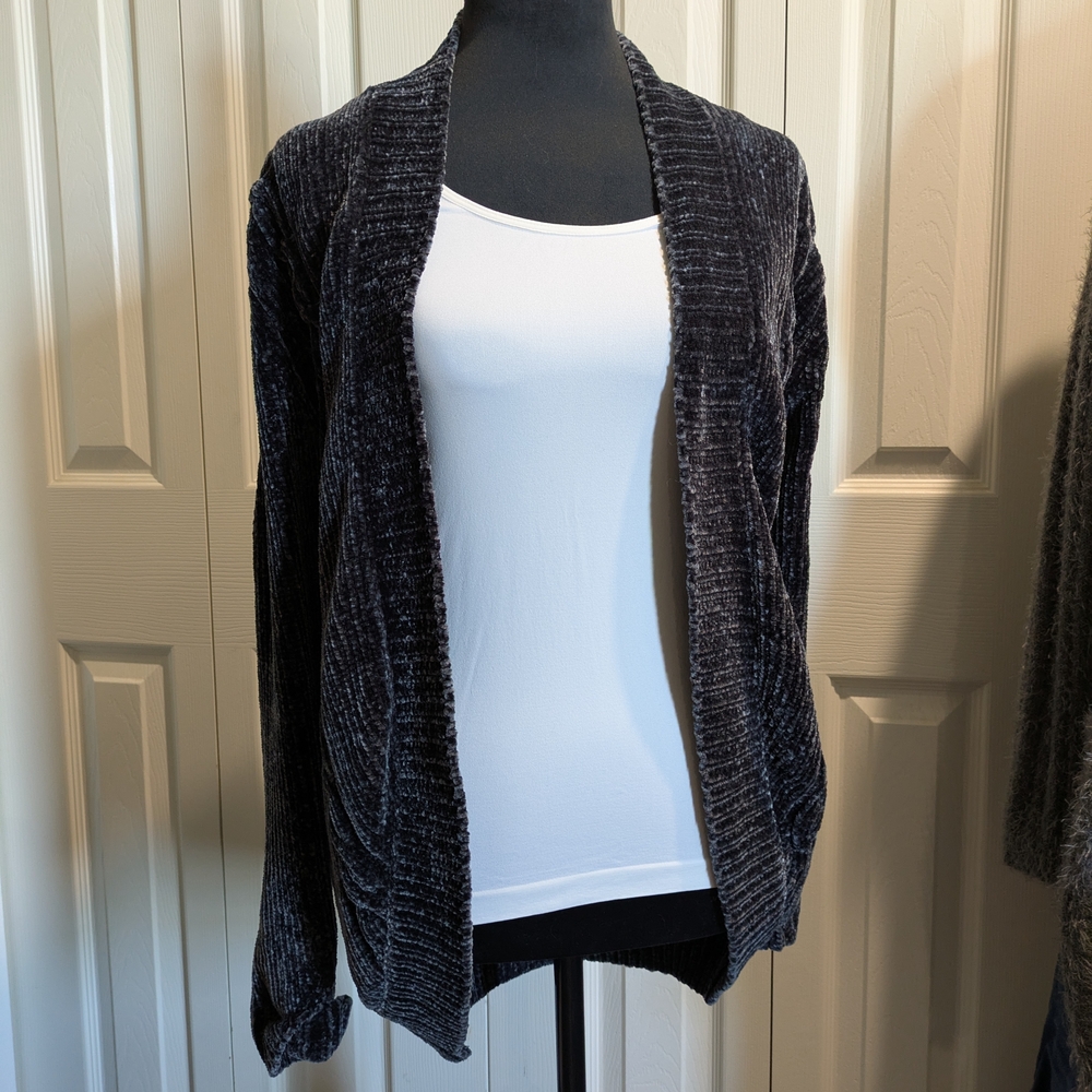 Women's Black Chenille Sweater Cardigan
